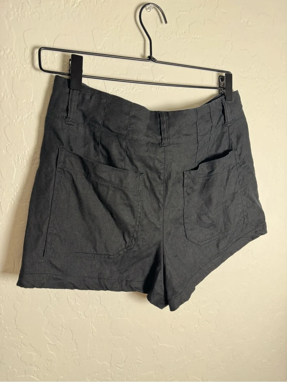 Maeve Anthropologie The Colette High Rise Shorts Black Linen Blend Size 29